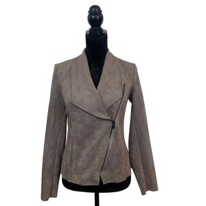 KUT from the‎ Kloth Women's S Taupe Faux Suede Asymmetric Zip Chic Moto Jacket